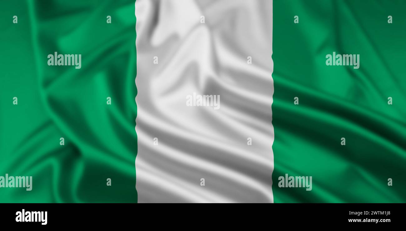 Die Flagge der Bundesrepublik Nigeria mit Ripple-Effekt Stockfoto