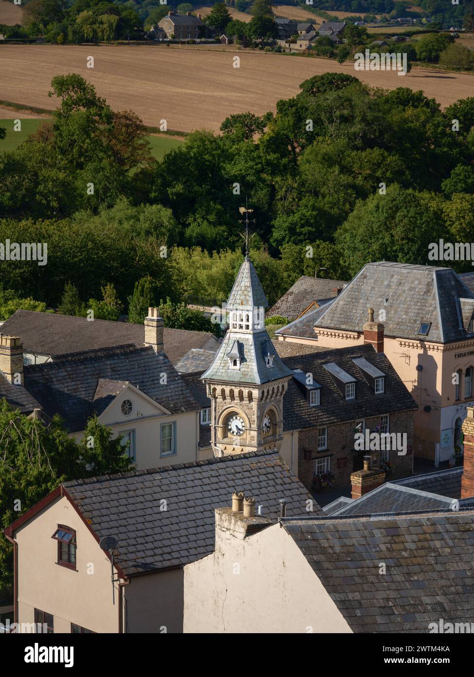 Clocktower, Hay on Wye, Wales, Großbritannien Stockfoto