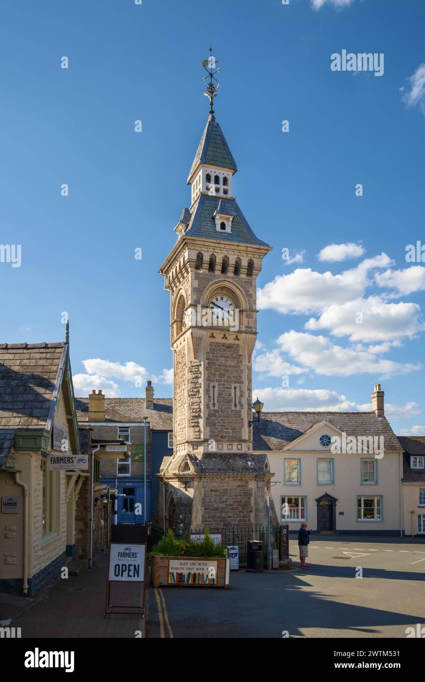 Clocktower, Hay on Wye, Wales, Großbritannien Stockfoto