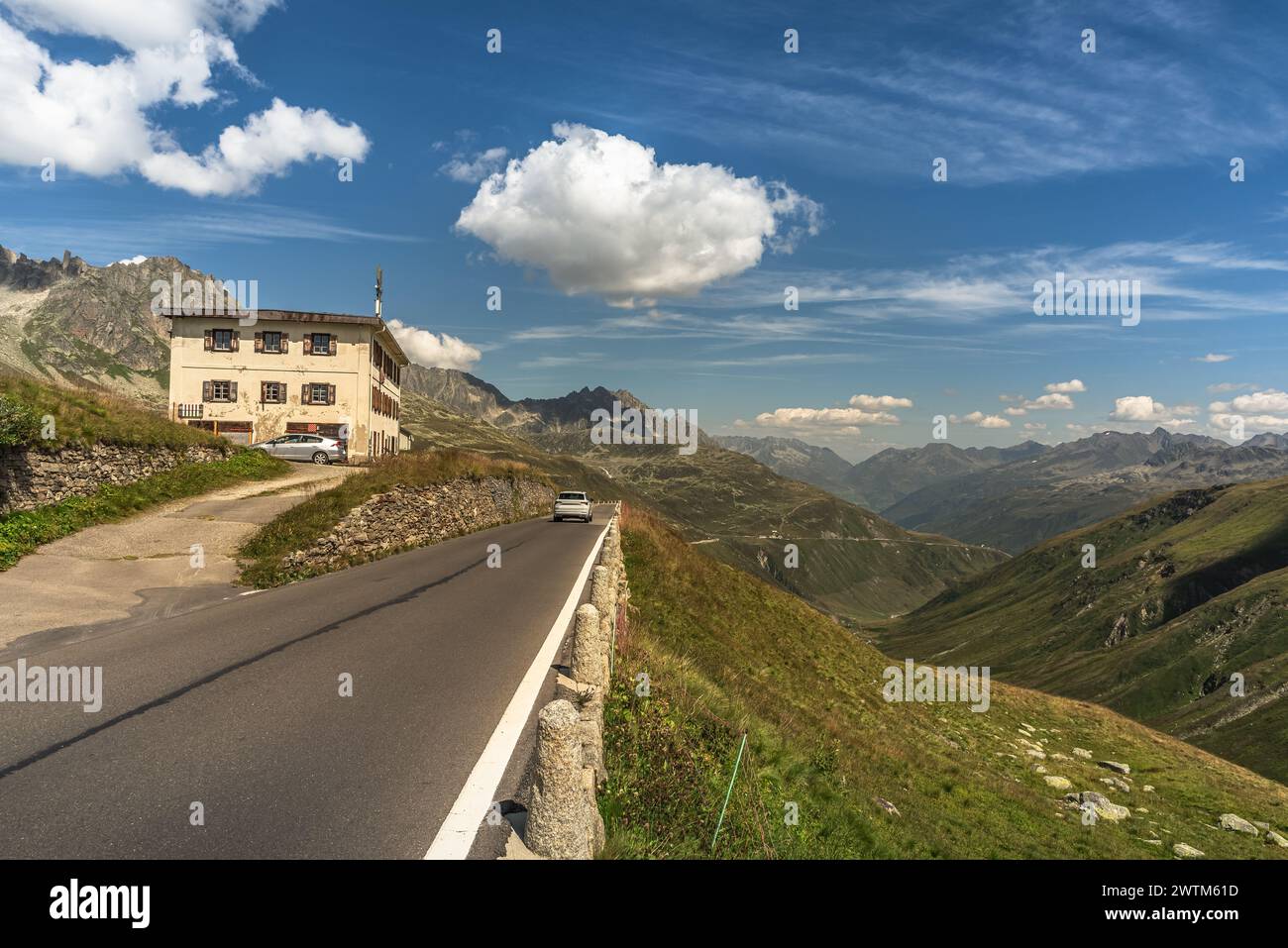 Berglandschaft an der Furka Pass Straße, Realp, Kanton URI, Schweiz Stockfoto