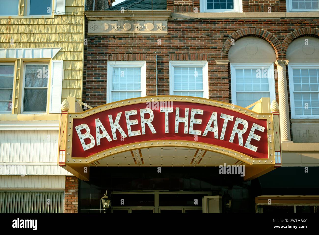 Baker Theater Vintage Schild, Dover, New Jersey Stockfoto