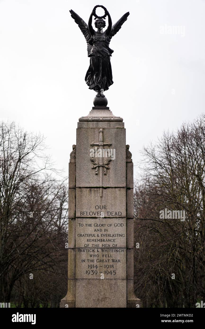 Partick and Whiteinch war Memorial im Victoria Park, Glasgow, Schottland, das 1922 errichtet wurde. Stockfoto
