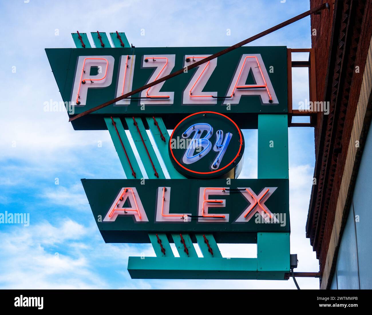 Pizza im Alex Restaurant in Biddeford Maine Stockfoto