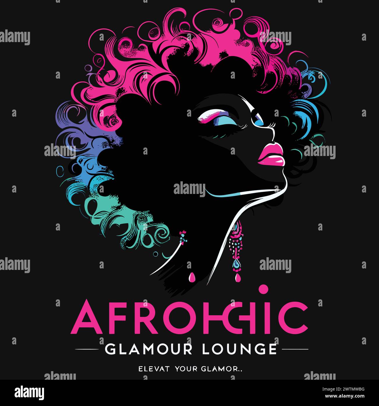 African Beauty enthüllt: Illustration einer atemberaubenden Frau, die ihr Afro Curly Thick Hair umhüllt Stock Vektor