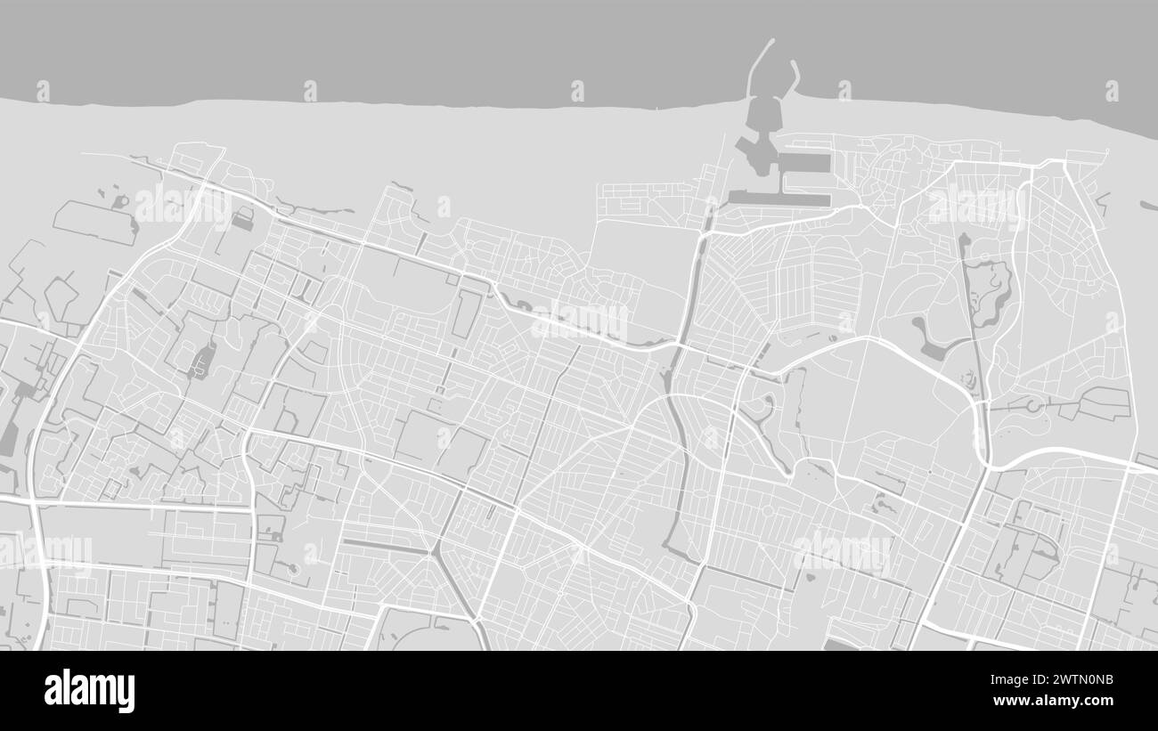 Hintergrund der Haager Karte, Niederlande, weißes und hellgraues Stadtposter. Vektorkarte mit Straßen und Wasser. Breitbildformat, digitaler, flacher roadm Stock Vektor