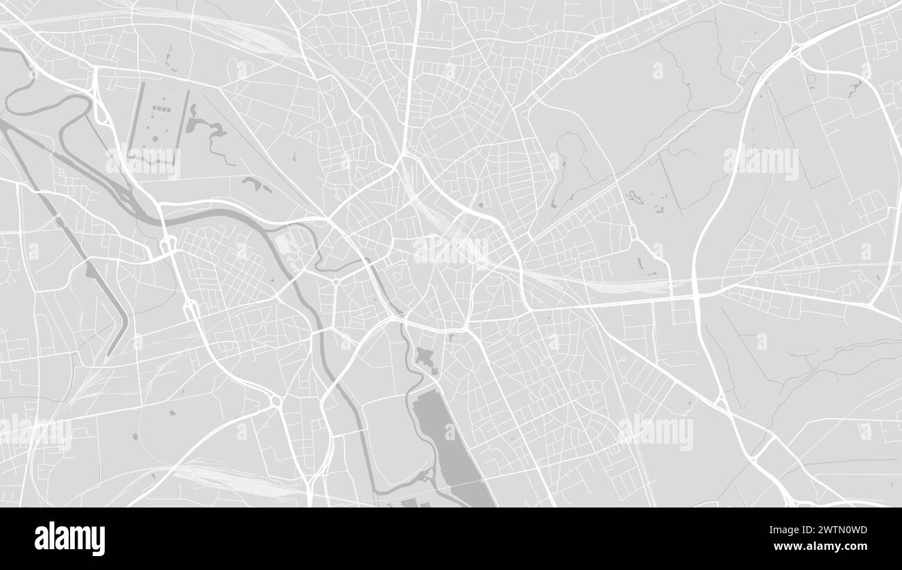 Hintergrund Hannover Karte, Deutschland, weißes und hellgraues Stadtposter. Vektorkarte mit Straßen und Wasser. Breitbild-Proportionalformat, Digital Flat Design Roadmap Stock Vektor