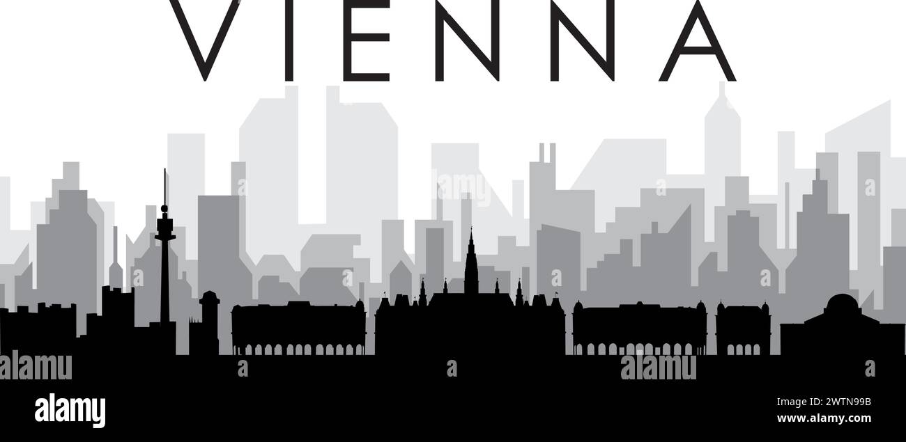 Skyline Panorama von WIEN, ÖSTERREICH Stock Vektor