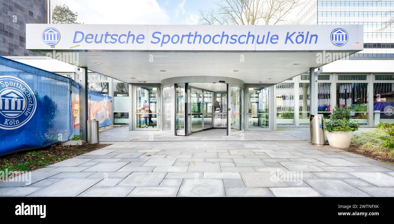 Köln, Deutschland 06. März 2024: Haupteingang der deutschen Sporthochschule köln, der einzigen Sporthochschule in deutschland Stockfoto