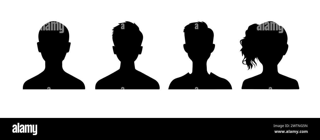 Avatar weibliche Ikone für Männer. Kopfprofil Benutzergesicht anonyme Person Porträt Illustration. Avatar Kreis Symbol Vektorsymbol. Stock Vektor