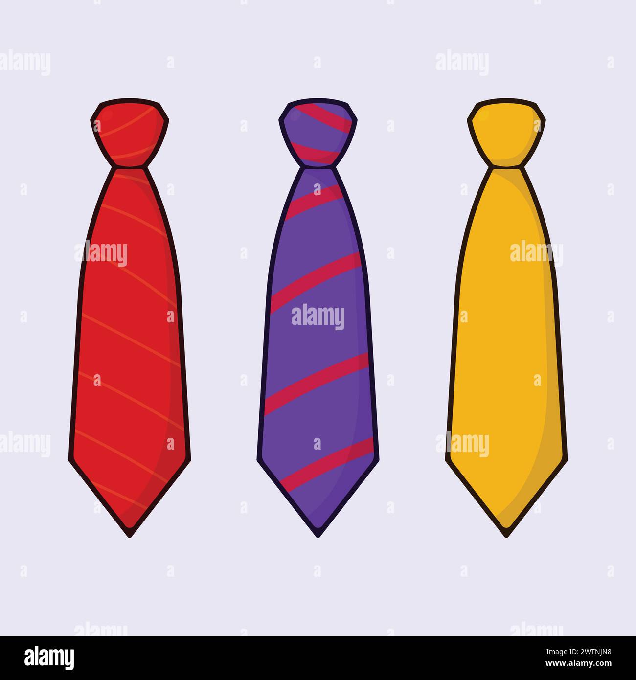 Satz Krawattenvektor-Symbol Illustration Büro formale Krawattensymbole Vektor-Cartoon Stock Vektor