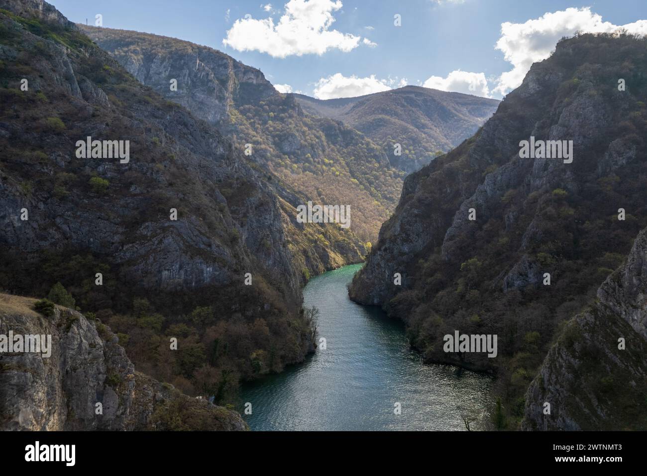 Blick auf den Matka Canyon in Nordmazedonien Stockfoto