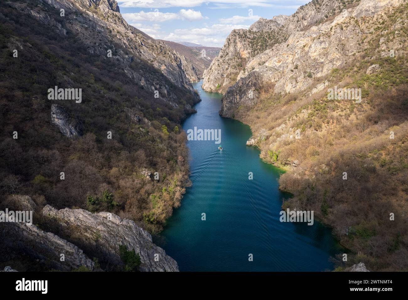 Blick auf den Matka Canyon in Nordmazedonien Stockfoto
