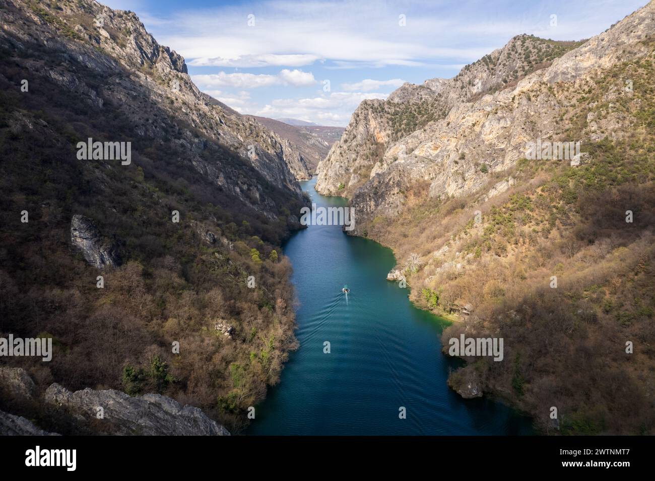 Blick auf den Matka Canyon in Nordmazedonien Stockfoto