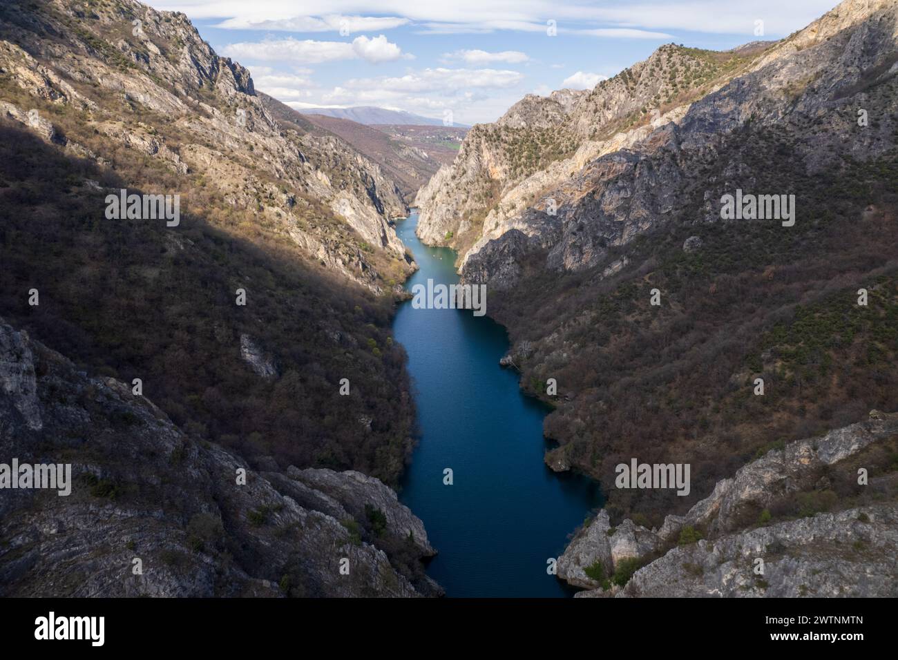 Blick auf den Matka Canyon in Nordmazedonien Stockfoto