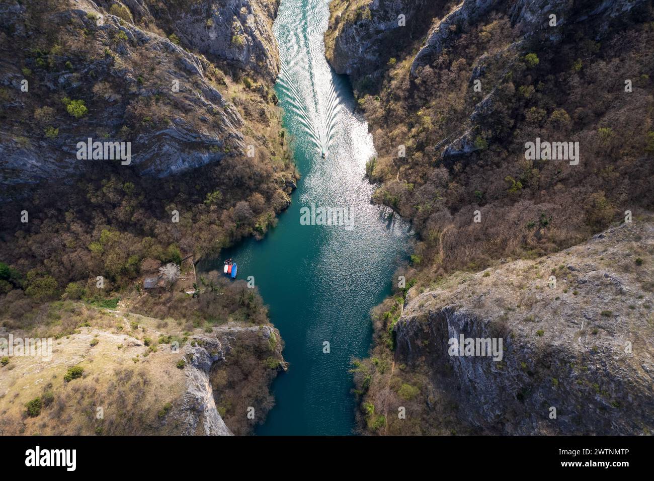 Blick auf den Matka Canyon in Nordmazedonien Stockfoto