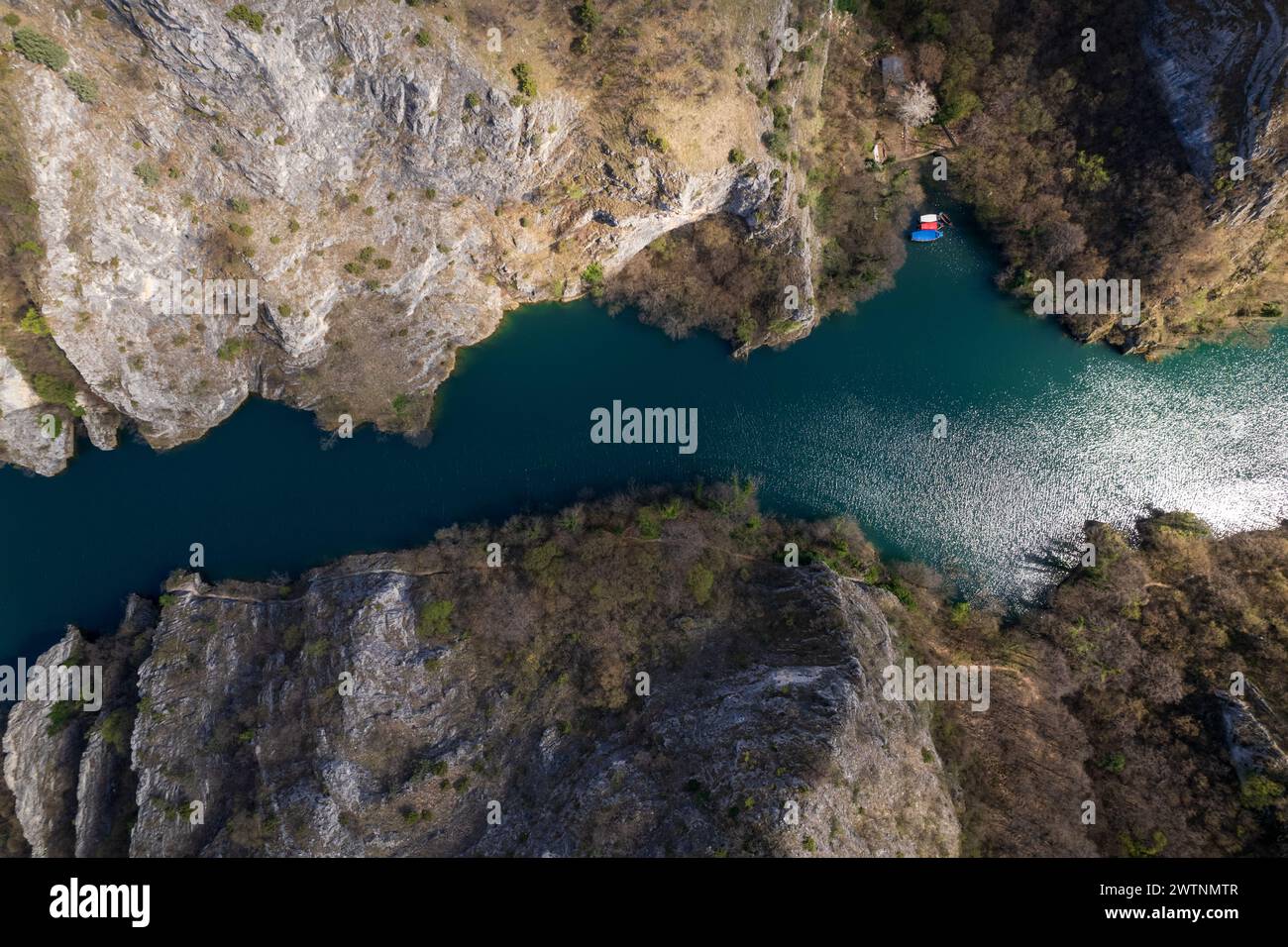 Blick auf den Matka Canyon in Nordmazedonien Stockfoto