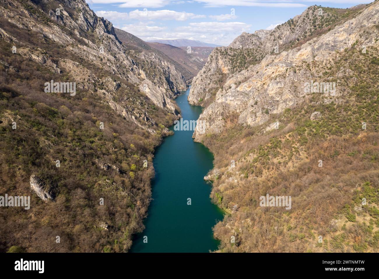 Blick auf den Matka Canyon in Nordmazedonien Stockfoto