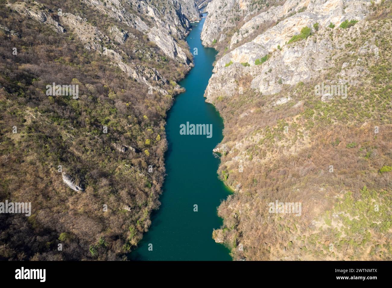 Blick auf den Matka Canyon in Nordmazedonien Stockfoto