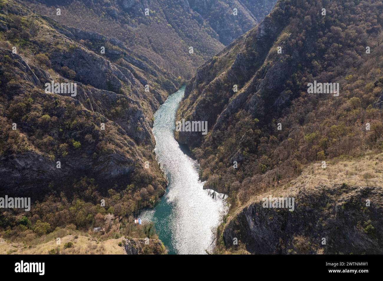 Blick auf den Matka Canyon in Nordmazedonien Stockfoto