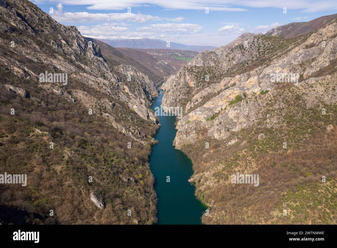 Blick auf den Matka Canyon in Nordmazedonien Stockfoto