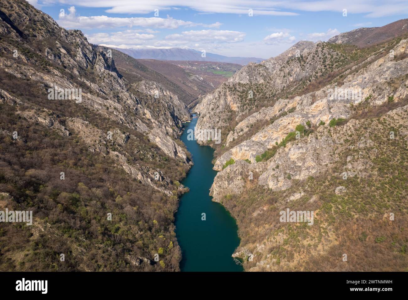 Blick auf den Matka Canyon in Nordmazedonien Stockfoto