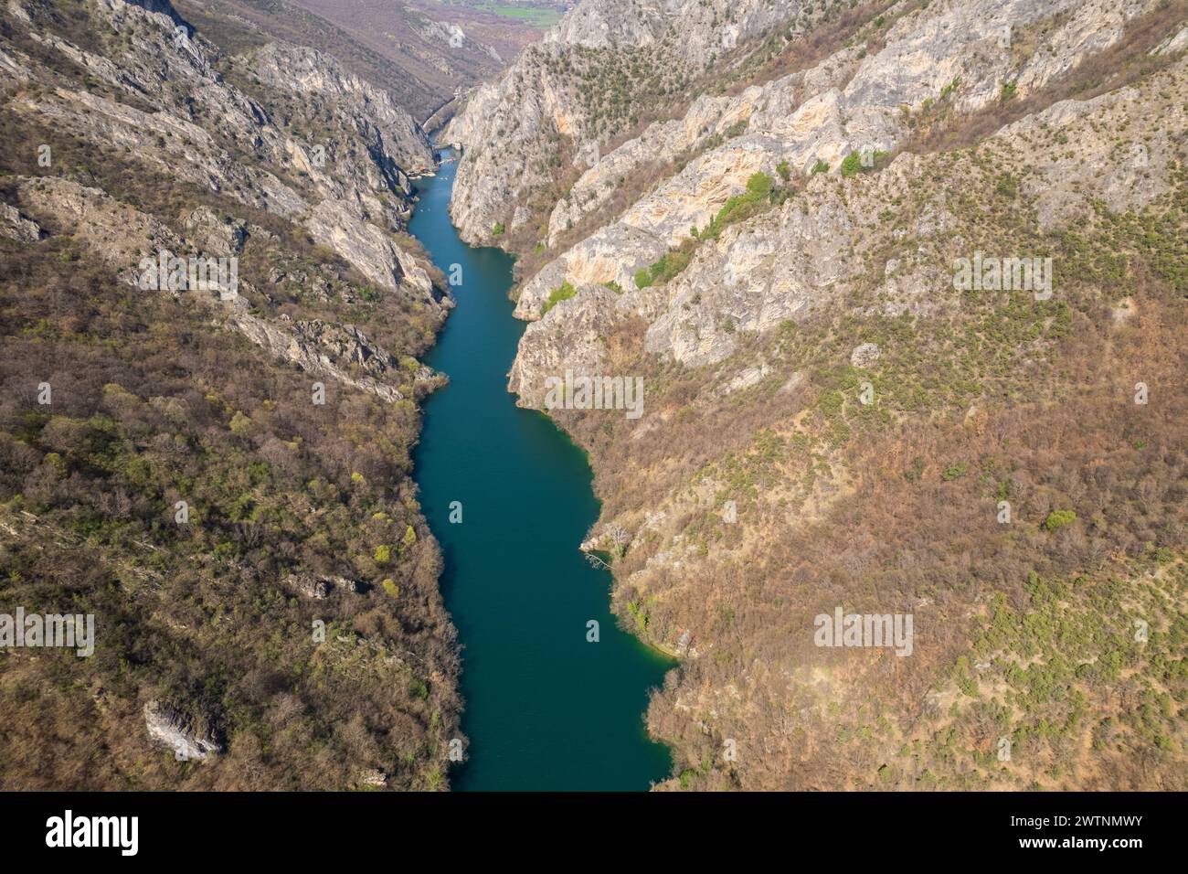Blick auf den Matka Canyon in Nordmazedonien Stockfoto