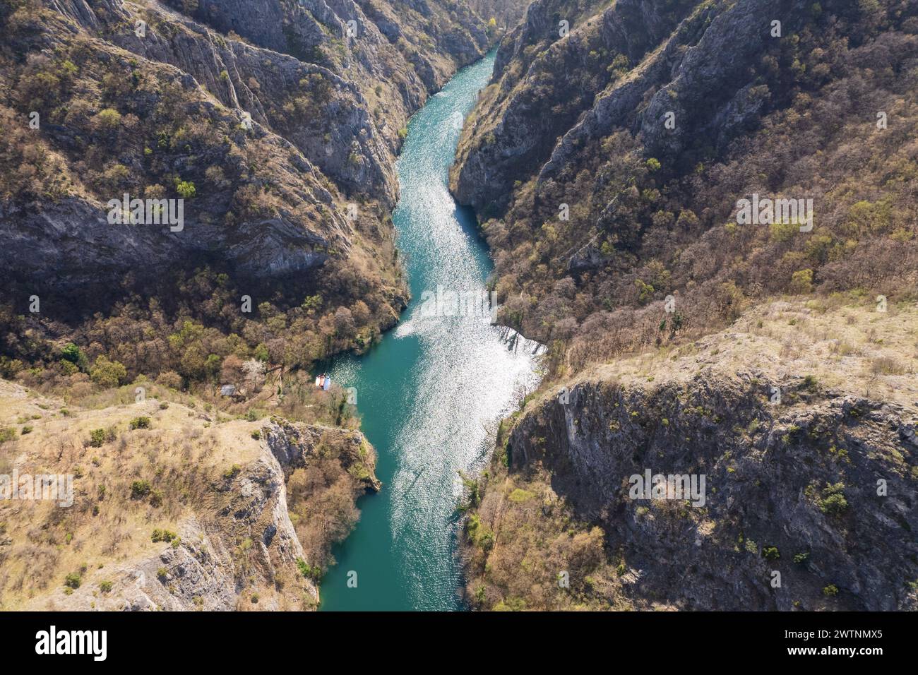 Blick auf den Matka Canyon in Nordmazedonien Stockfoto