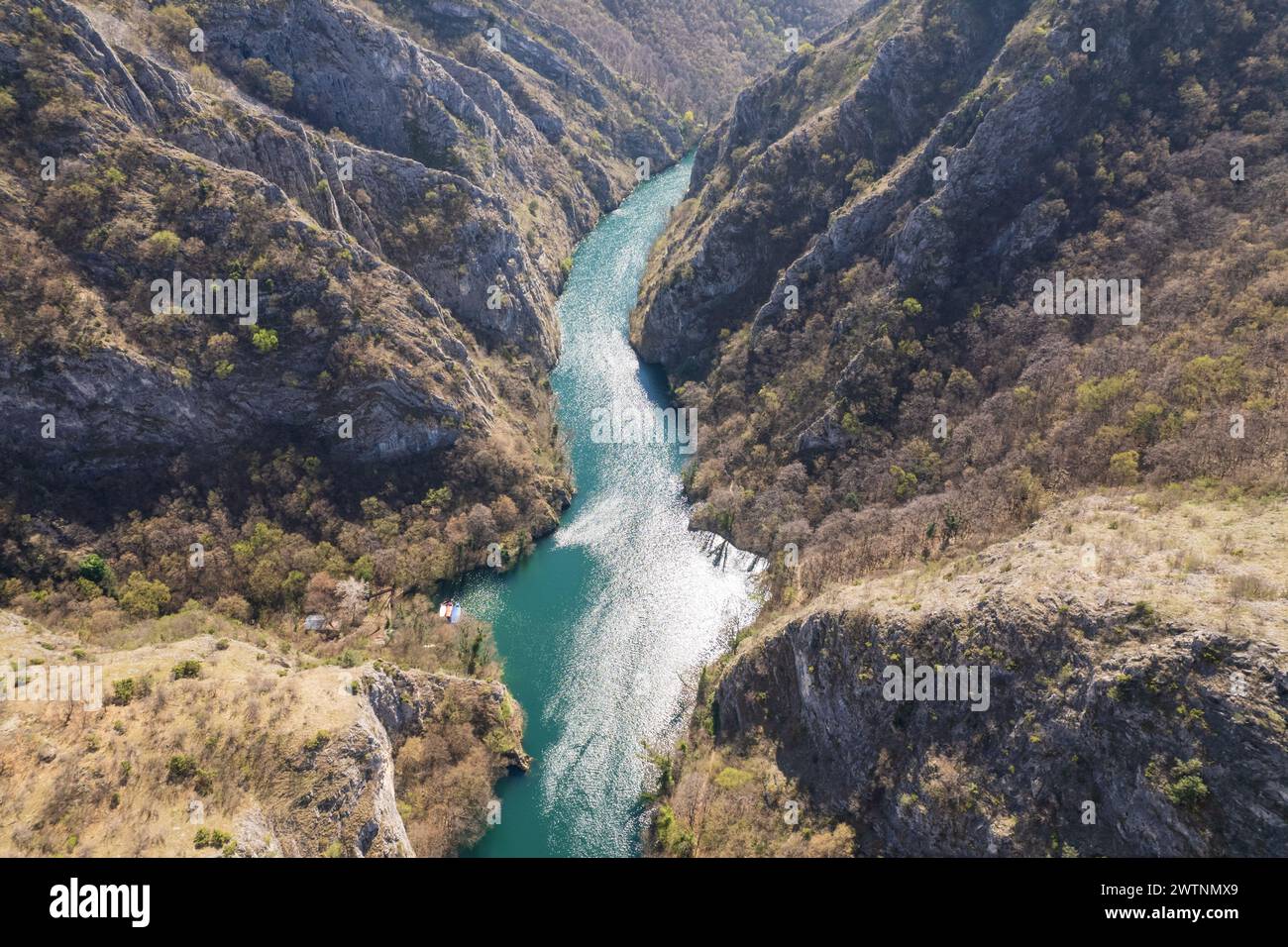 Blick auf den Matka Canyon in Nordmazedonien Stockfoto