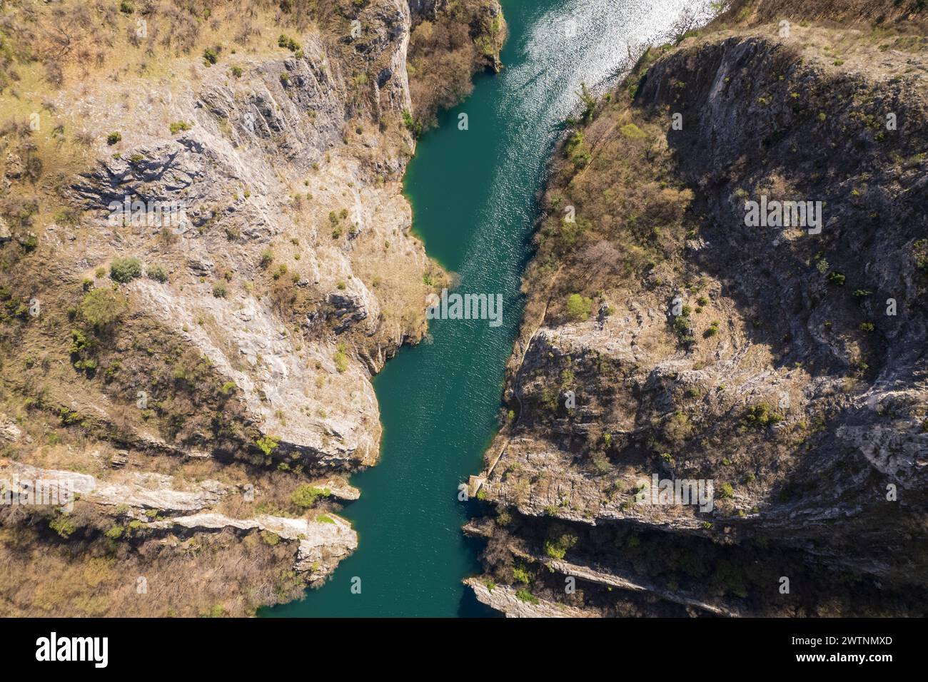 Blick auf den Matka Canyon in Nordmazedonien Stockfoto