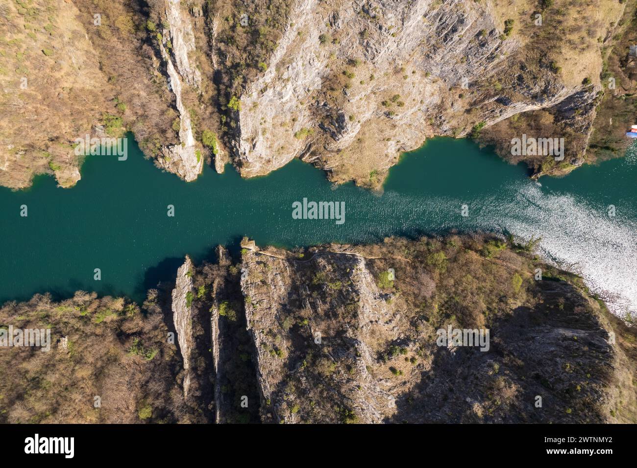 Blick auf den Matka Canyon in Nordmazedonien Stockfoto
