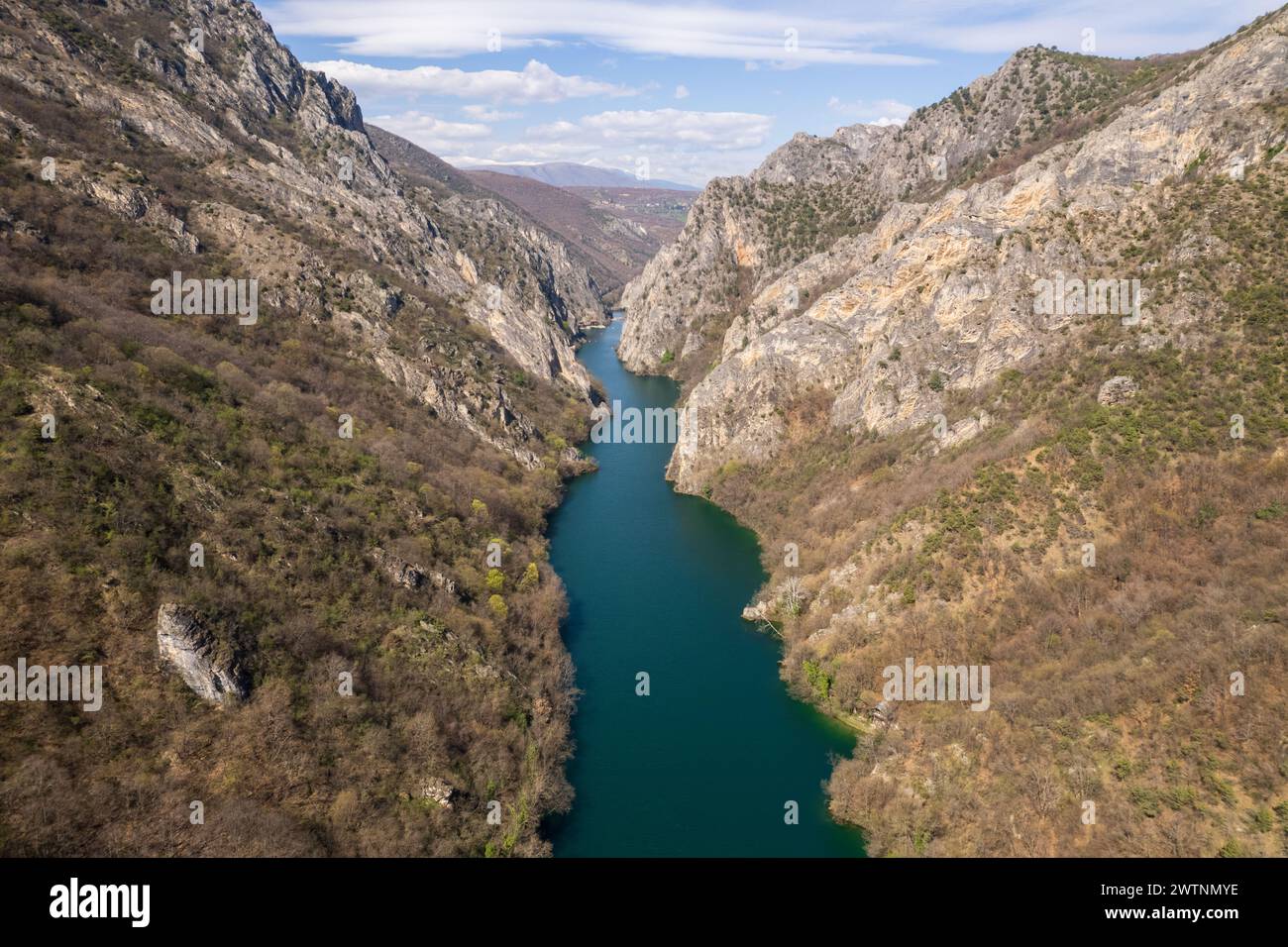 Blick auf den Matka Canyon in Nordmazedonien Stockfoto
