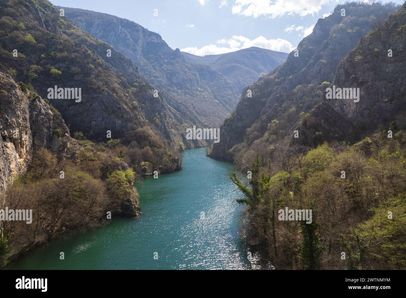 Blick auf den Matka Canyon in Nordmazedonien Stockfoto