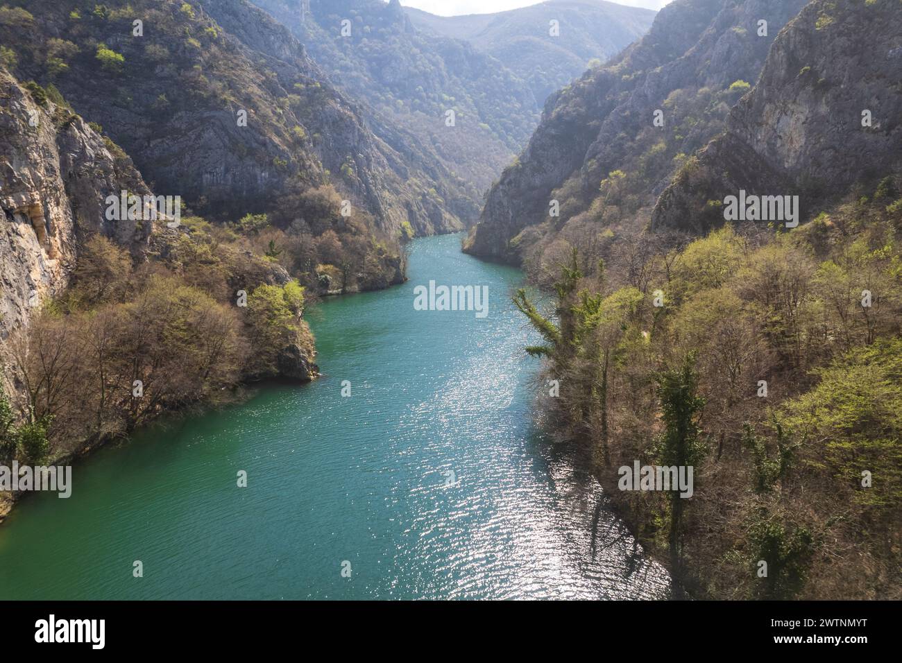 Blick auf den Matka Canyon in Nordmazedonien Stockfoto