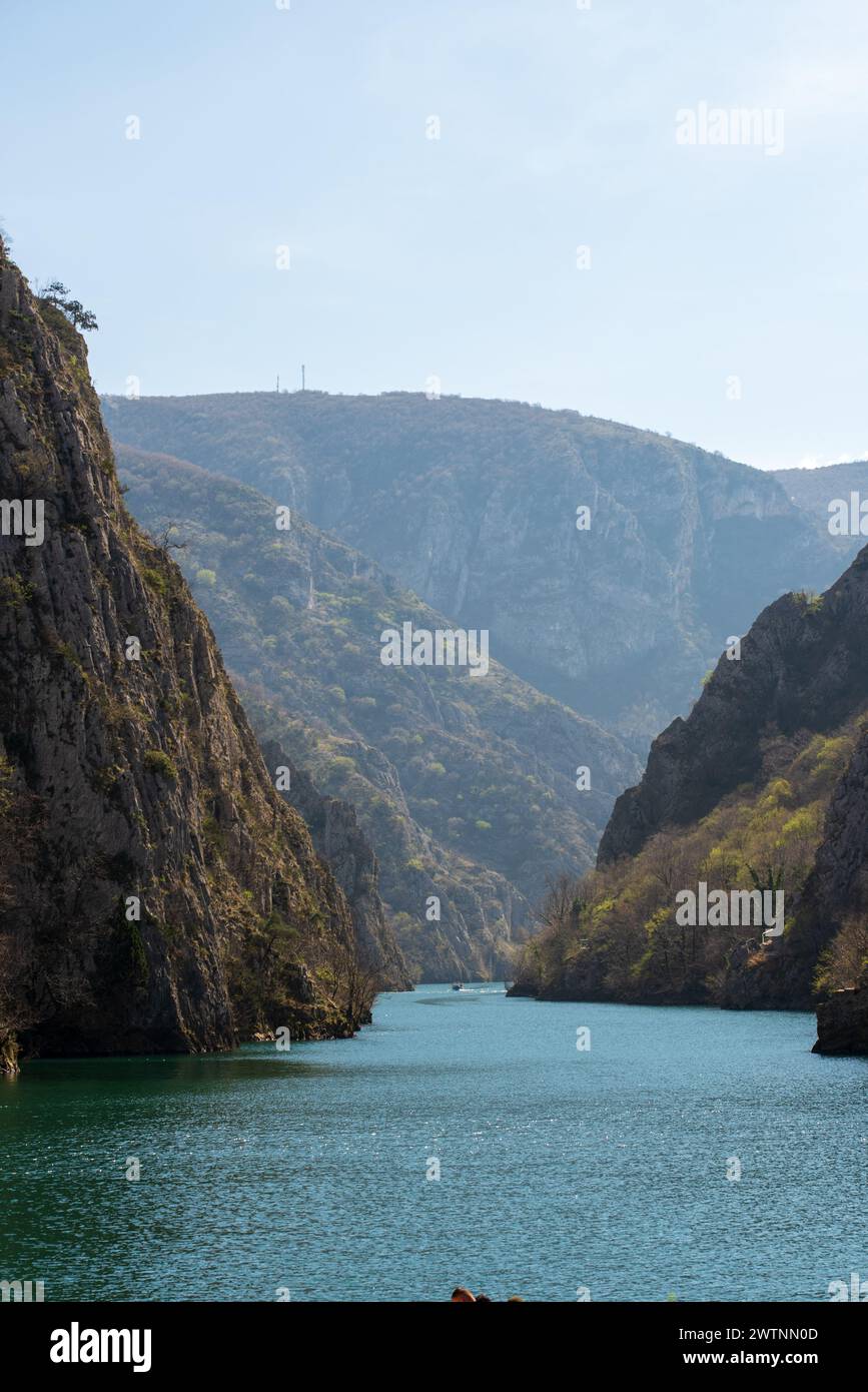Blick auf den Matka Canyon in Nordmazedonien Stockfoto