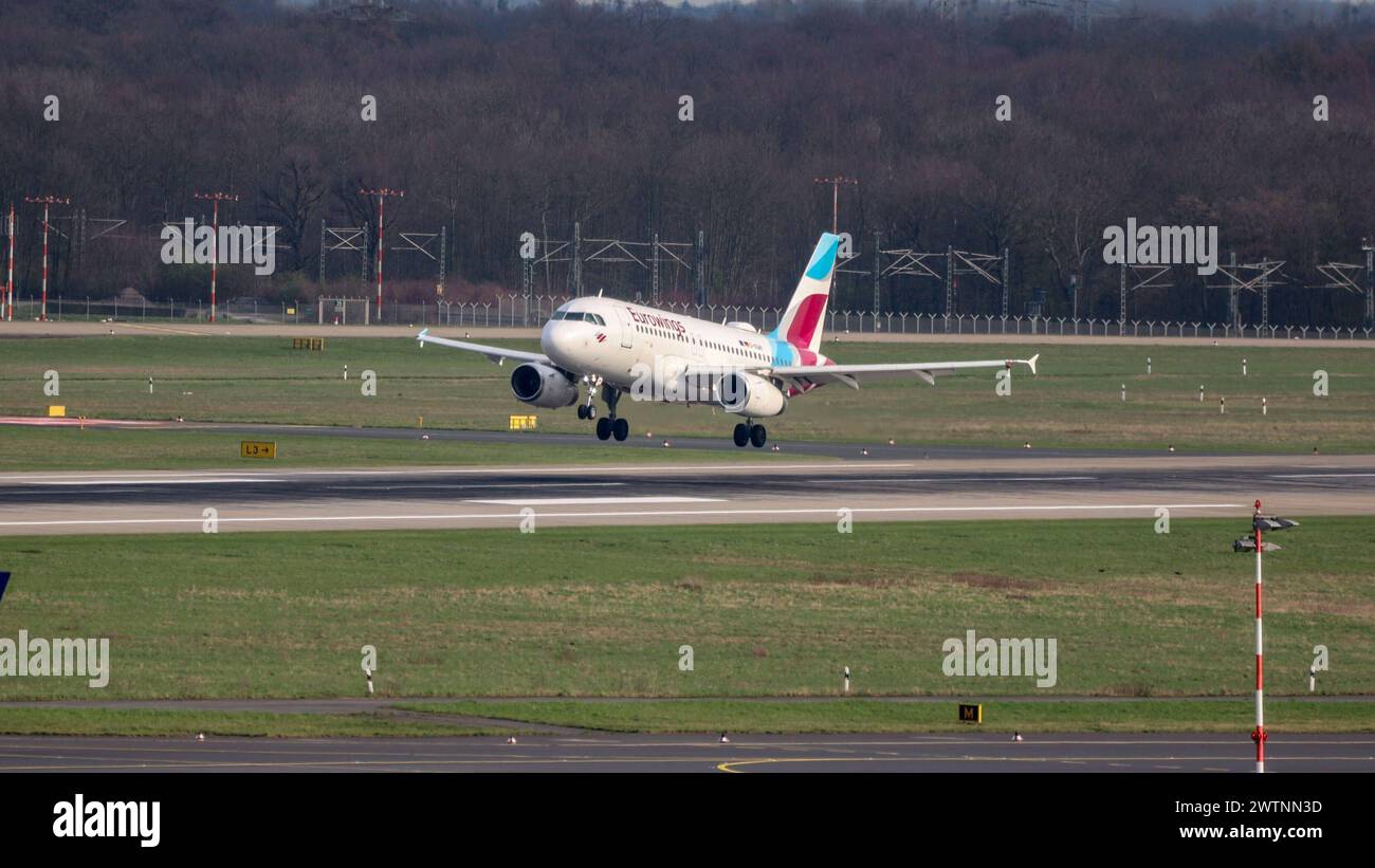 D-AGWV Eurowings Airbus A319-132 am Flughafen Düsseldorf. DUS EDDL. Düsseldorf, Nordrhein-Westfalen, DEU, Deutschland, 14.03.2024 *** D AGWV Eurowings Airbus A319 132 am Flughafen Düsseldorf DUS EDDL Düsseldorf, Nordrhein-Westfalen, DEU, Deutschland, 14 03 2024 Stockfoto