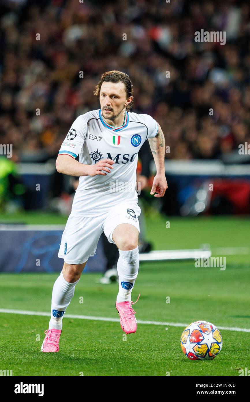 Barcelona, Spanien. März 2024. Mario Rui spielte beim UEFA Champions League-Spiel zwischen FC Barcelona und SSC Napoli im Estadi Olimpic Stockfoto