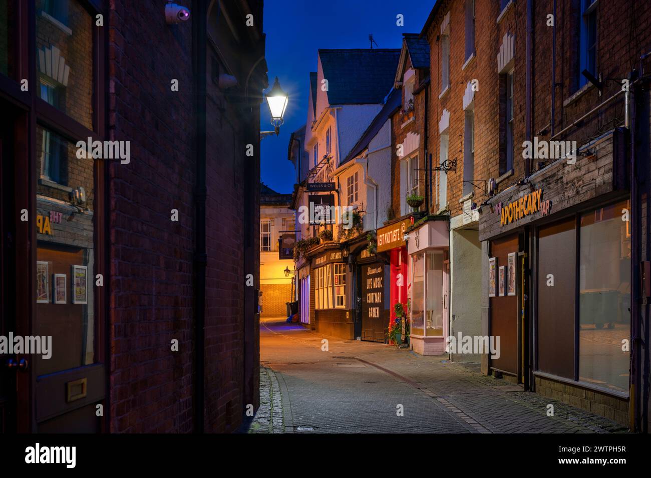 Butchers Row bei Sonnenaufgang. Banbury, Oxfordshire, England Stockfoto