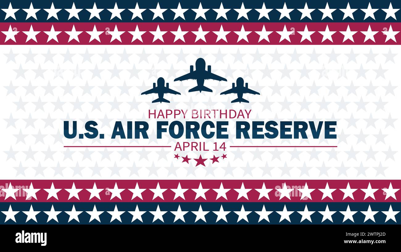 Happy Birthday US AIR Force Reserve Tapete mit Formen und Typografie. Happy Birthday US AIR Force Reserve, Hintergrund Stock Vektor