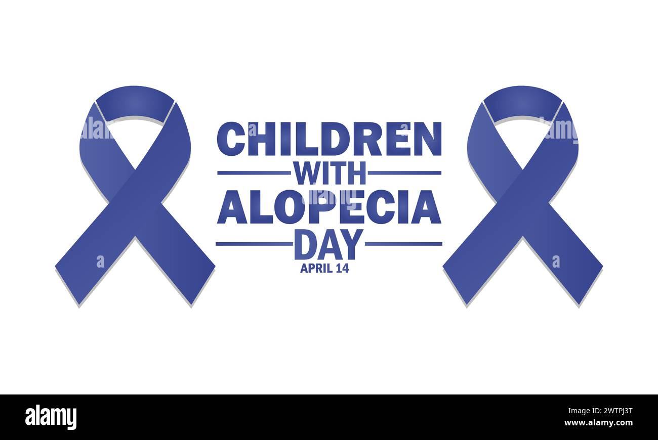 Kinder mit Alopecia Day Tapete mit Formen und Typografie. Kinder mit Alopezie-Tag, Hintergrund Stock Vektor