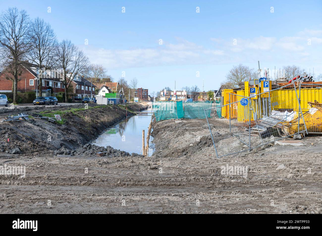 Amsterdam Niederlande 18. März 2024 Badhoevedorp. Sanierung des Gebiets, das einst von der Autobahn A9 eingenommen wurde. De Lint wird ein grüner Korridor durch das Dorf sein. bouw, Werkzaamheden, Stockfoto