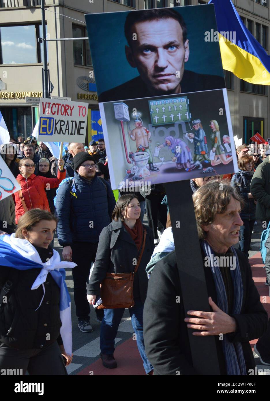 Berlin, Deutschland - 17. März 2024 - Wahlen in Russland; Proteste vor der russischen Botschaft in Berlin. (Foto: Markku Rainer Peltonen) Stockfoto