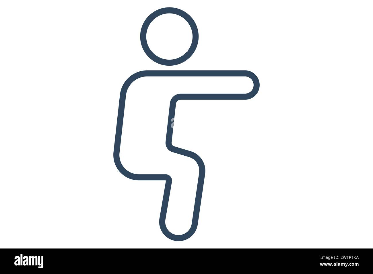 Squatting-Symbol. Körperbewegungen beim Turnen. Symbol für Sport, Fitnessstudio. Liniensymbolstil. Elementabbildung. Stock Vektor