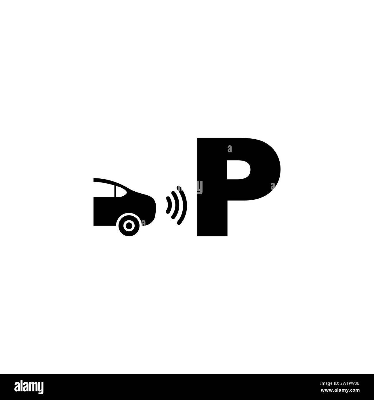 Parktronic-Sensor. Symbol für den flachen Vektor des Einparkassistenten. Einfaches, ausgefülltes Symbol auf weißem Hintergrund Stock Vektor