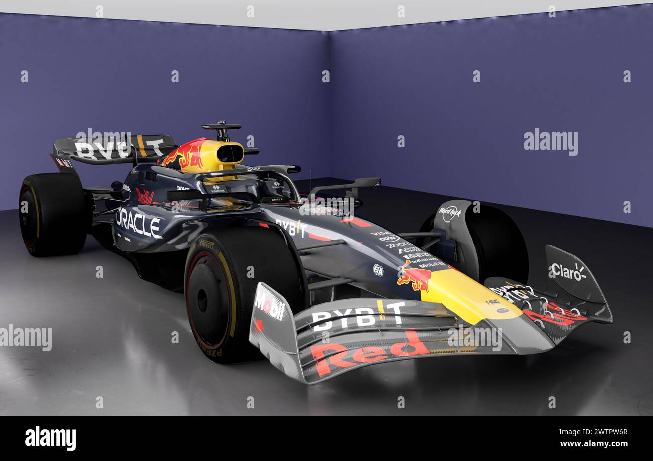 Redbull RB-20: Der RB20-Wagen, den RedBull-Fahrer in der Formel-1-Saison 2024 fahren werden. Stockfoto