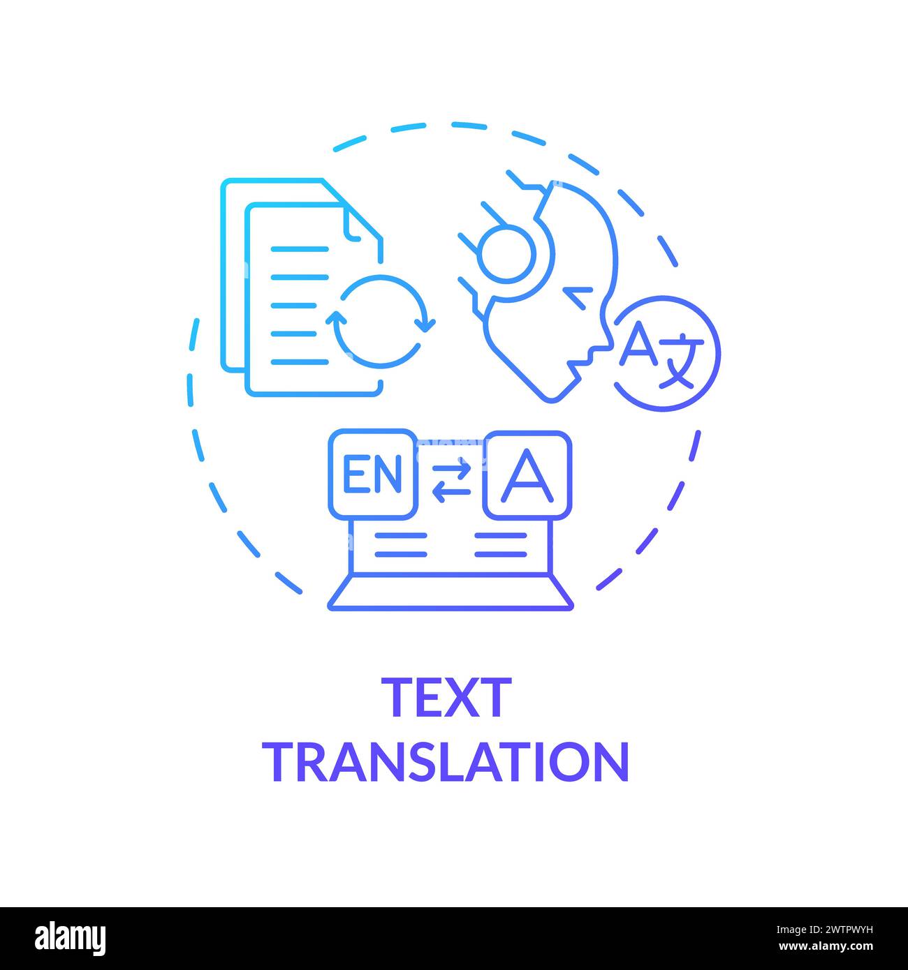 Symbol für blaues Verlaufskonzept für Textübersetzung Stock Vektor