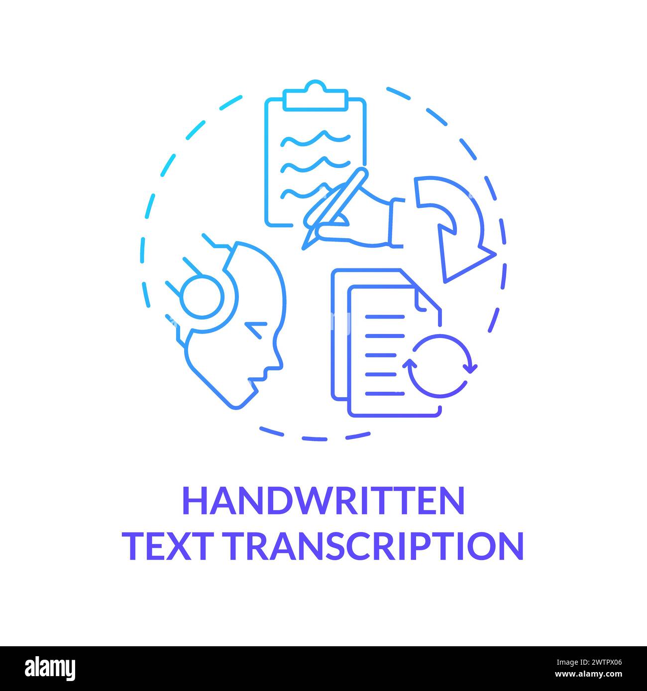 Handgeschriebener Text Transkription blaues Gradientenkonzept Symbol Stock Vektor