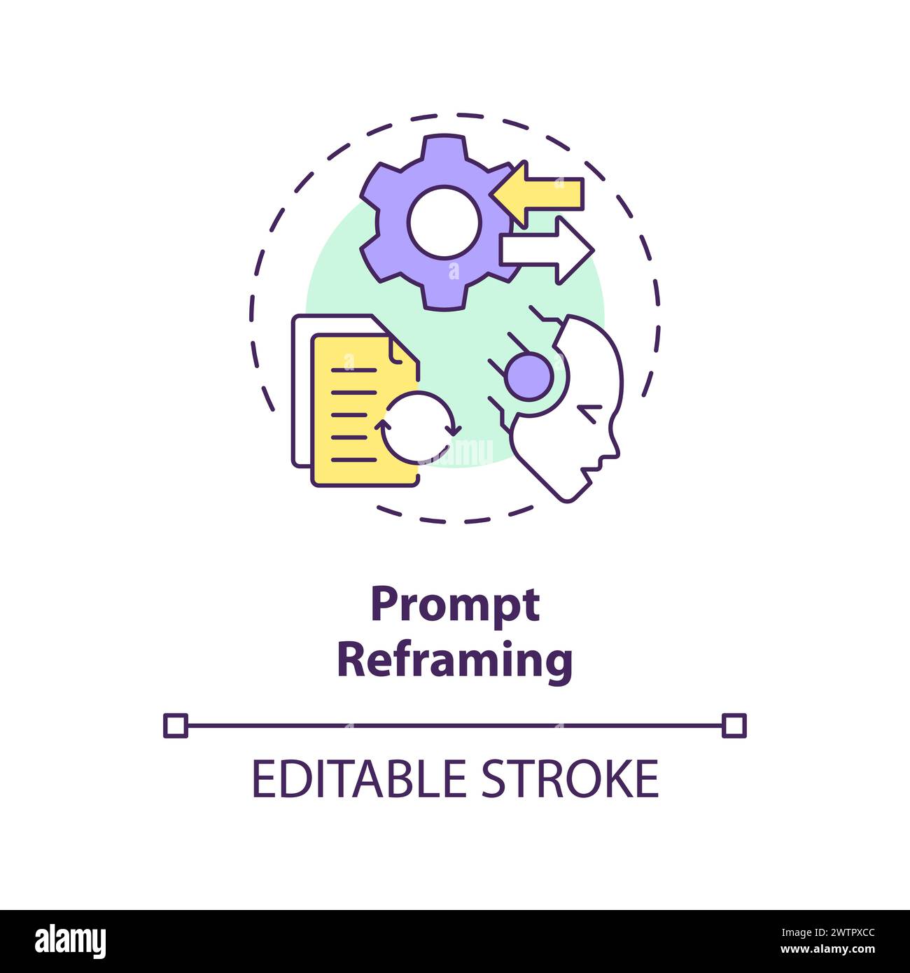 Prompt-Symbol zur Neuausrichtung des mehrfarbigen Konzepts Stock Vektor
