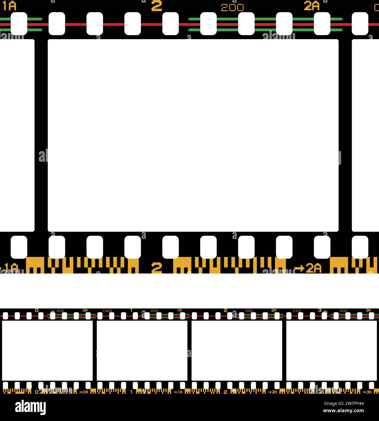 Vektorabbildung eines analogen fotografischen Filmrahmens mit Barcodes Stock Vektor