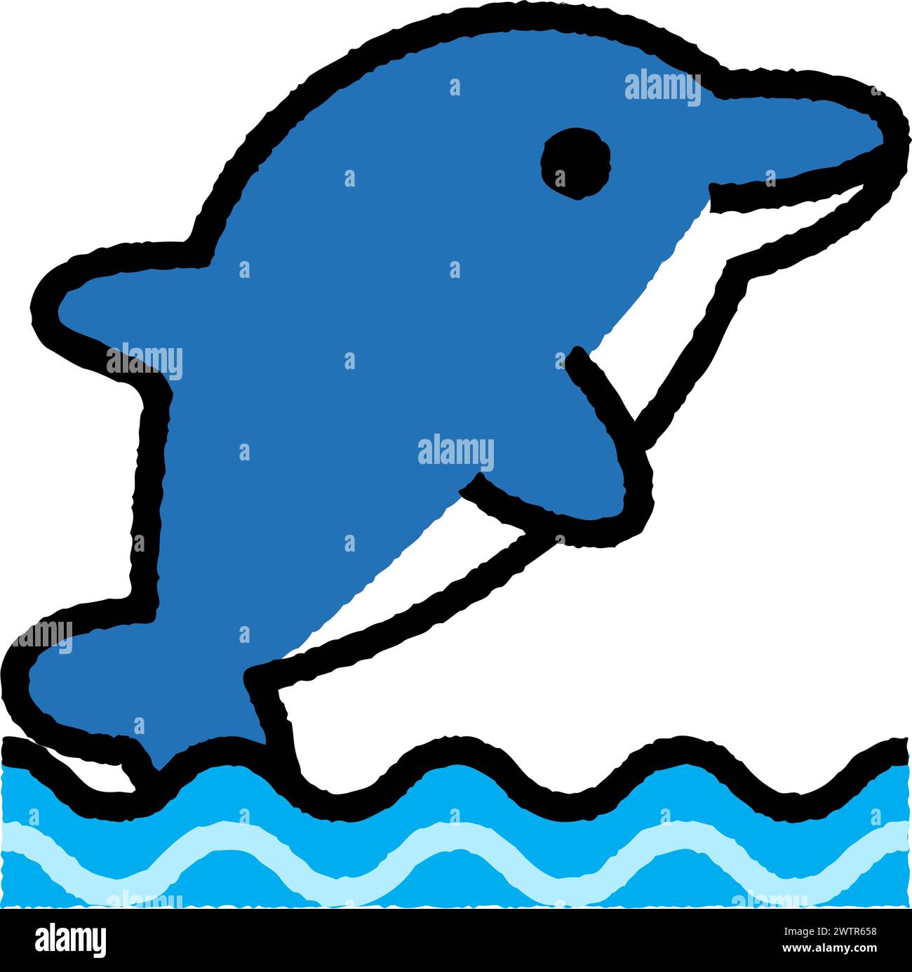 dolphin Cartoon Aufrauen gefüllter Umrisssymbol für Dekoration, Website, Web, mobile App, Drucken, Banner, Logo, Posterdesign usw. Stock Vektor