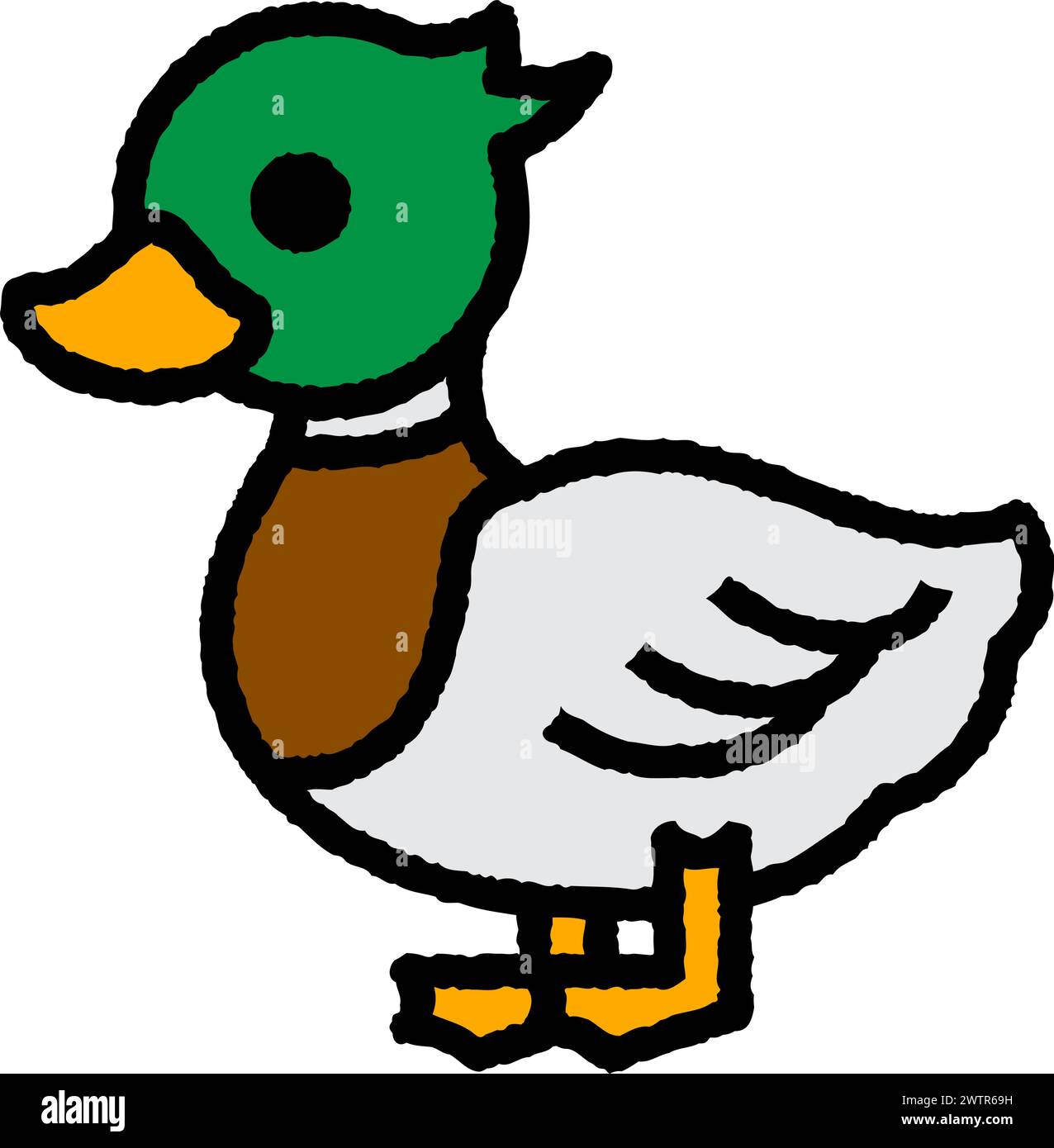 Ente Cartoon Aufrauen gefüllte Umrisssymbol für Dekoration, Website, Web, mobile App, Drucken, Banner, Logo, Posterdesign usw. Stock Vektor